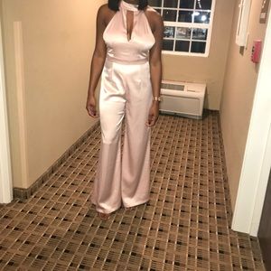 Pink satin jumpsuit